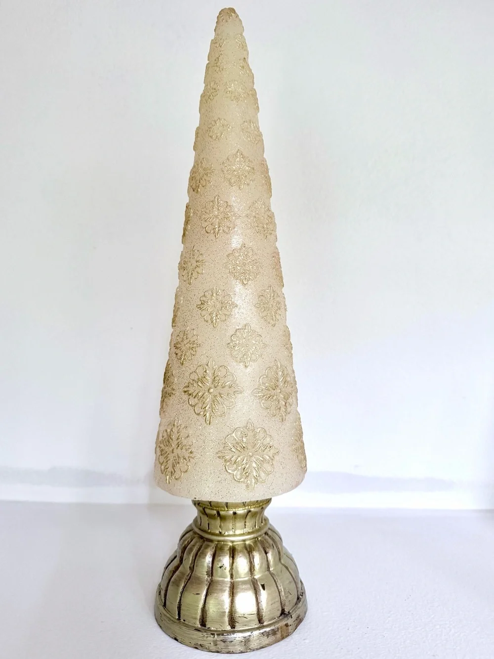 Three Illuminating Gold Wax Holiday Cone Trees - Picture 7 of 16